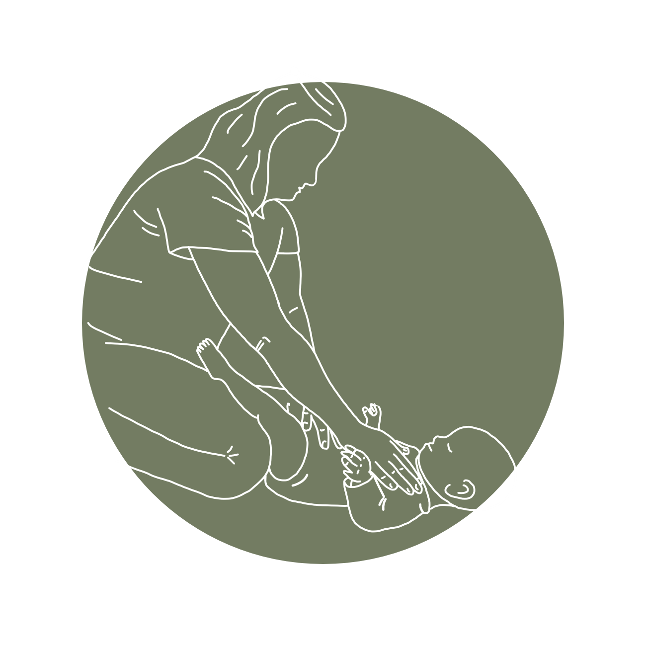 Frau, die ein Baby vor sich hat