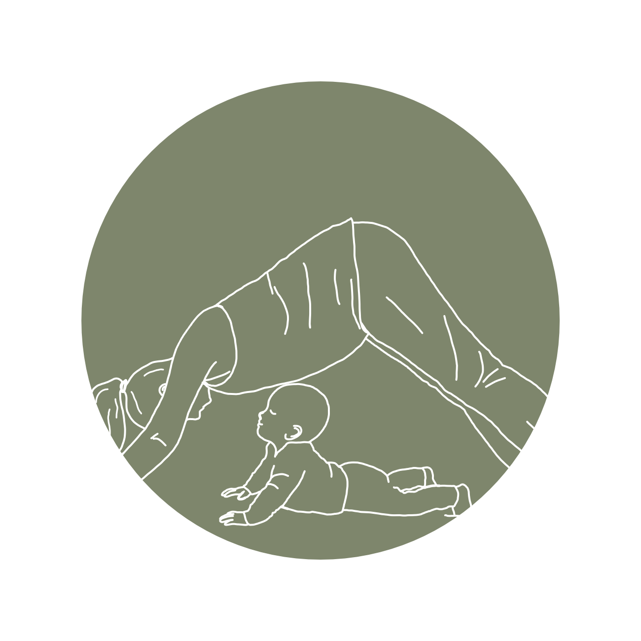 Frau die eine Brücke über ein Kleinkind macht